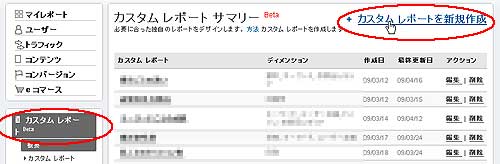 カスタムレポートの新規作成