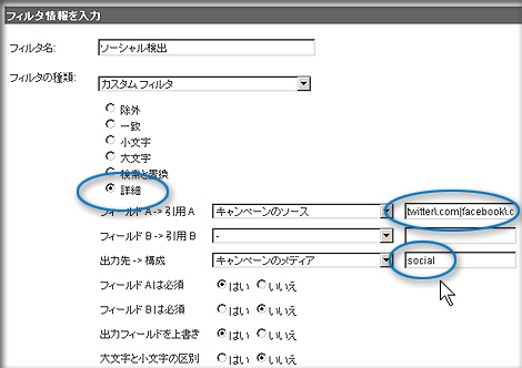 ソーシャルな媒体を分類するGoogle Analytics カスタムフィルター