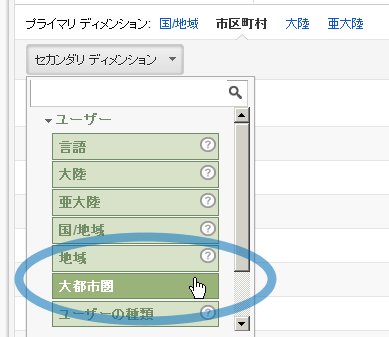 Googleアナリティクス「大都市圏」
