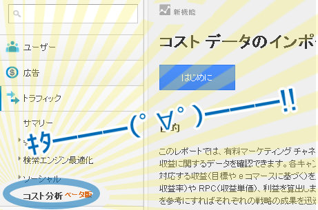 Googleアナリティクス、コスト分析