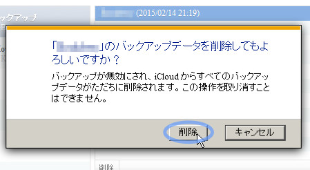 iCloudのバックアップを消す2