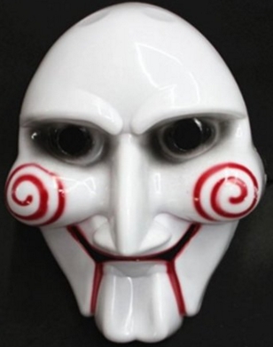 SAW-ソウ ビリー人形風 マスク お面 ジグソウ・キラー(Jigsaw Killer) ハロウィンや学園祭のお化け屋敷で皆を驚かそう！コスプレ衣装・コスチューム小道具・ホラー ジョークグッズ