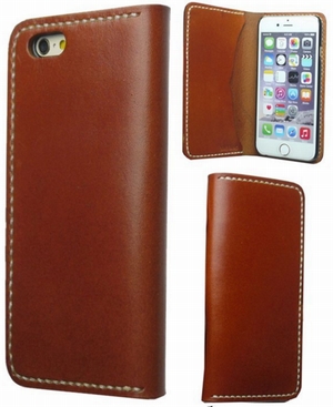 ニードネットワーク　iPhone6 アイフォン ケース カバー サドルレザー 手帳型 財布型 ヌメ革 本革 手縫い ハンドメイド 