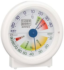 エンペックス気象計 温度湿度計 生活管理温湿度計 置き用 日本製 ホワイト TM-2401