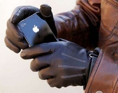 [TARO WORKS]iPhone スマートフォン 液晶タッチパネル対応「羊皮」手袋 ブラック