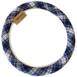 [TARO WORKS] Gingham Check Steering Wheel Cover ギンガムチェック カーステアリング ホイール カバー (S) blue