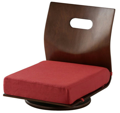 日本インテリア 天然木 回転式 高級 座椅子 和モダン ローチェア 〔回転式・曲げ木加工〕 BRレッド