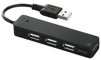 iBUFFALO USB2.0Hub バスパワー 4ポート ブラック 【PlayStation4,PS4,PS3 動作確認済】BSH4U06BK