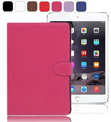 【MS factory】 iPad mini 3 2 Retina カバー シンプルPUレザー ケース mini2 mini3 角度自由 手帳型 オートスリープ スタンド ケースカバー《全７色》ピンク mR-simple-PK