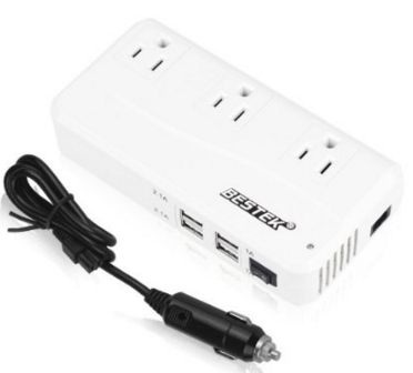 BESTEK インバーター 200W シガーソケット 車載充電器 USB 4ポート ACコンセント 3口 DC12VをAC100Vに変換 MRI2010GU