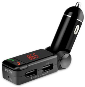 BESTEK FMトランスミッター bluetooth ワイヤレス式 シガーソケット usb 2ポート 充電可能 12V 24V 車用 FM transmitter BTBC06