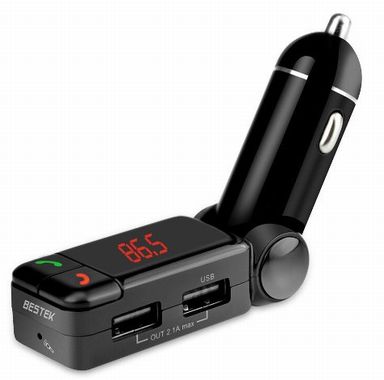 BESTEK FMトランスミッター bluetooth ワイヤレス式 シガーソケット usb 2ポート 充電可能 12V 24V 車用 FM transmitter BTBC06