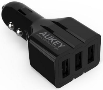 Aukey(オーキー)AIPower USBシガーソケットチャージャー USB車載充電器 小型3ポート 3台同時充電可能 Apple Android スマートフォン タブレット対応 (ブラック) CC-N10