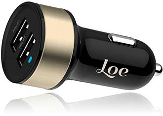 LOE(ロエ) iPhone6対応 4.4A デュアル USBカーチャージャー (4.4A Gold)