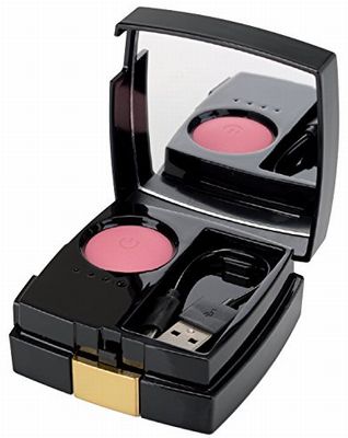 おしゃれな コスメモバイルバッテリー 「Blush」 女性用 化粧品型充電器（コンパクトミラータイプ) 4200mAh 2A出力 スマホ・タブレット用 USBモバイル電源