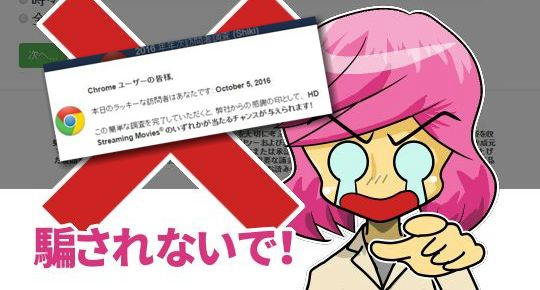 注意して Chrome公式っぽくユーザー調査する詐欺が増加中 注意して Chrome公式っぽくユーザー調査する詐欺が増加中