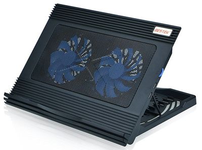 BESTEK ノートパソコン冷却台 360度回転 最大45度傾斜 風量調節可 超静音冷却ファン搭載 10-15インチ対応 USBポート2口 LED搭載 BTCPZ4 (黒) | BESTEK(ベステック) | 冷却パッド通販