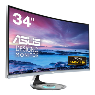 ASUS 湾曲ウルトラワイド34型モニター(フリッカーフリー / 3440x1440 / Qi対応 / ブルーライト軽減 / DisplayPort, HDMI)MX34VQ