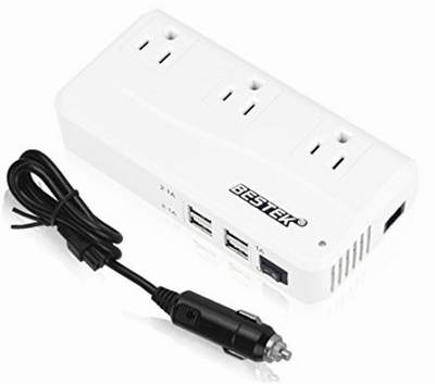 ESTEK カーインバーター 200W シガーソケット 車載充電器 USB 4ポート ACコンセント 3口 DC12VをAC100Vに変換 MRI2010GU