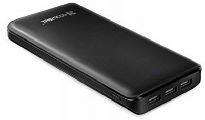 Coolreall 「3ポート」大容量 モバイルバッテリー　20000mAh 携帯用の充電器　iPhone/iPad/GALAXY/Sony等スマートフォン対応 急速充電 ブラック