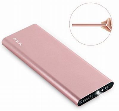 KYOKA 薄型 軽量 大容量 11200mAh LEDライト付き 持ち運び急速充電器USBスマホモバイルバッテリー iPhone/iPad/Android各種他対応 (ローズゴールド)