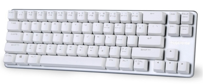 QisanメカニカルゲームキーボードOUTEMU 茶軸 68キーミニデザイン（60％）有線ゲーミングキーボードホワイトシルバーMagicforce