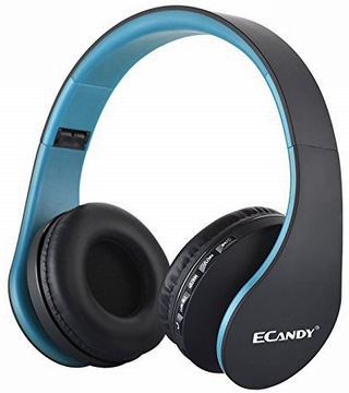 Ecandy ワイヤレス ステレオBluetooth3.0+ EDR ヘッド マイク付MP3プレーヤー/MicroSD / TF 音楽 /FMラジオ 4in1 多機能 (黒青) LH-811