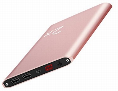RuiPu モバイルバッテリー大容量 20000mah 薄型 iPhone/Android/タブレット/カメラ QuickCharge急速充電2ポート 防災グッズ LCD残量表示 多機種対応 スマートフォン携帯充電器 お洒落なアルミニウム外殻(Pink)