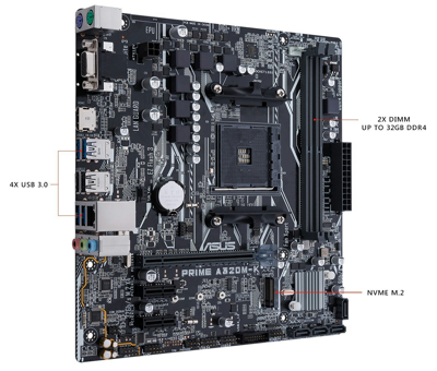 ASUS AMD A320搭載 マザーボード Socket AM4対応 PRIME A320M-K【microATX】