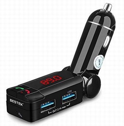 BESTEK【スーパー進化】 FMトランスミッター bluetooth 3.0 ワイヤレス式 シガーソケット usb 2ポート 充電可能 両面差し 電圧電流測定機能搭載 12V車用 FM transmitter BTBC06S | FMトランスミッタ