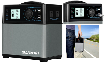 suaoki　ポータブル電源　大容量120000mAh / 400Wh　三つの充電方法　AC & DC & USBなど5WAY出力　正弦波　家庭用蓄電池　LCD大画面表示　キャンプ　防災グッズ　停電時に