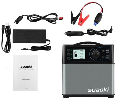 suaoki　ポータブル電源　大容量120000mAh / 400Wh　三つの充電方法　AC & DC & USBなど5WAY出力　正弦波　家庭用蓄電池　LCD大画面表示　キャンプ　防災グッズ　停電時に