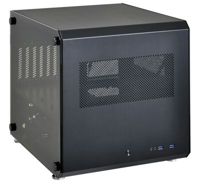 LIAN LI ATX対応キューブ型ケース フロント開閉機構 強化ガラスサイドパネル フルブラック PC-V33WX 日本正規代理店品