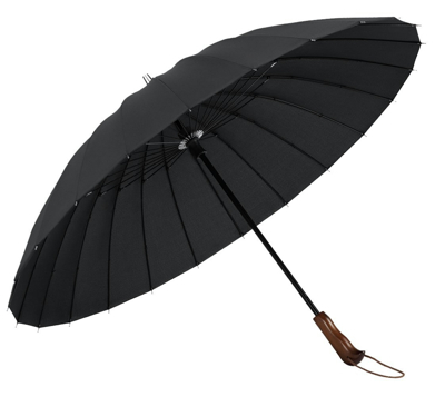PLEMO 長傘 高強度24本傘骨 新強化グラスファイバー採用 梅雨対策 耐風傘 撥水加工 ブラック