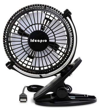 IDEAPRO 卓上USB扇風機 クリップ型 小型 360度角調節可能 ミニファン 静音 (ブラック)
