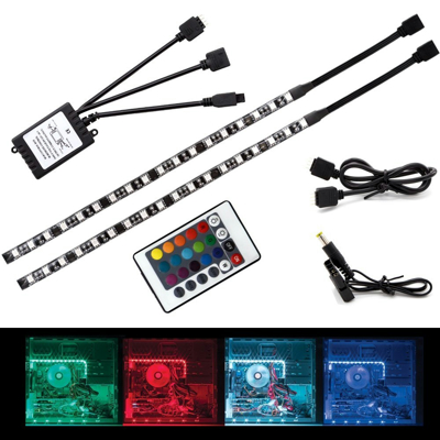ALOTOA　PCケース用RGBテープライト　12ｖ、自作PCケース/ミドルタワー/サイドパネルPCケースなどに適用マグネット固定LEDテープ、RGB色とモードを切替リモコン付　（防水仕様）