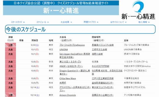 クイズ大会スケジュール