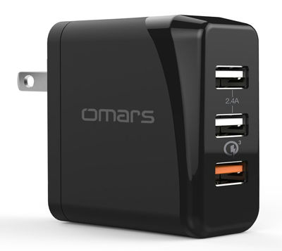 Quick Charge 3.0 急速充電器 Omars 30W 3ポート USB充電器 急速充電 Galaxy S8 / Plus / S7 / Edge / Xperia / Nexus 6 / iPhone / iPad スマホ タブレット モバイルバッテリー 等対応