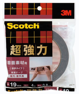 3M スコッチ 超強力両面テープ 粗面素材用 薄手タイプ 19mm×4m SRO-19