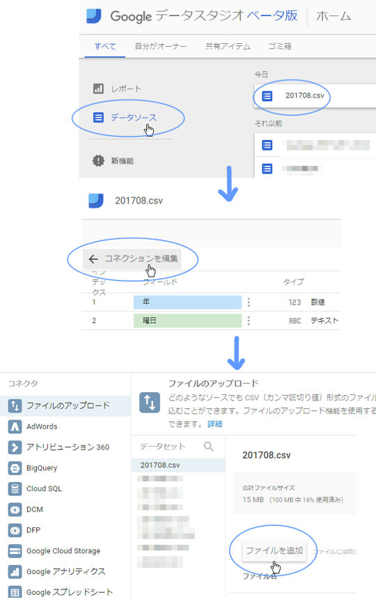 データの追加　日々