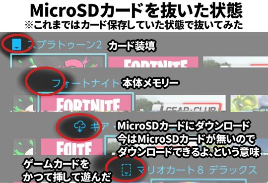 MicroSDカードに保存したゲーム