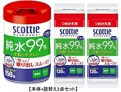 スコッティ ウェットティシュー 本体+詰替え 150枚 【セット】
