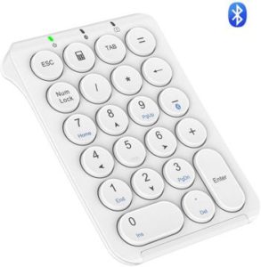 iClever テンキー Bluetooth 多機種対応 Tabキー付き 超薄型 ブルートゥーステンキー 数字キーボード ナンバーパッド Android/Win/iOS 対応 持ち運び便利 ホワイト IC-KP08