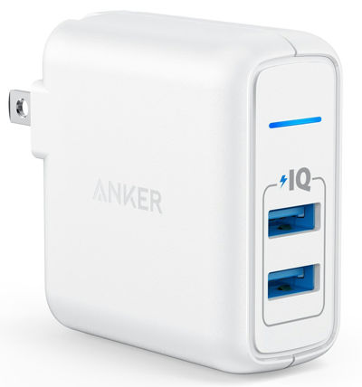 Anker PowerPort 2 Elite (24W 2ポート USB急速充電器)【折り畳み式プラグ搭載 / PowerIQ搭載 / 旅行に最適】(ホワイト)