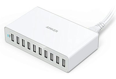 Anker PowerPort 10 (60W 10ポート USB急速充電器) iPhone 6s/iPhone 6s Plus/iPhone 6/6 Plus, iPad Air 2/mini 3, Galaxy S6/S6 Edge等対応 【PowerIQ & VoltageBosot搭載】(ホワイト)