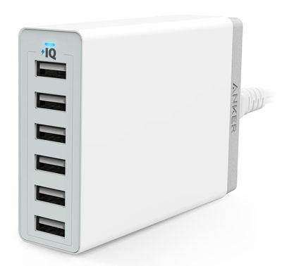 Anker PowerPort 6(60W 6ポート USB急速充電器) iPhone/iPad/iPod/Xperia/Galaxy/Nexus/3DS/PS Vita/ウォークマン他対応 【PowerIQ搭載】(ホワイト)