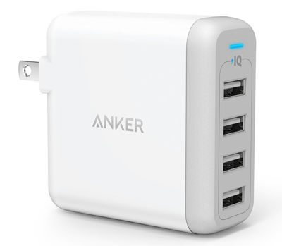 Anker PowerPort 4 (40W 4ポート USB急速充電器) 【急速充電/iPhone&Android対応/折畳式プラグ搭載】(ホワイト)
