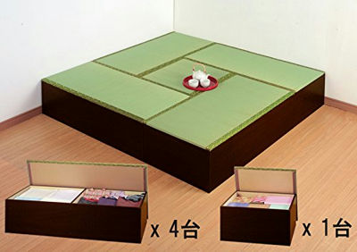 畳ユニット 高床式ユニット畳 【畳収納ボックス】日本製 180x180cm 大4台+小1台のセット販売