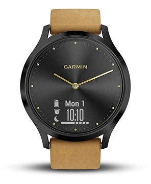 GARMIN(ガーミン) vivomoveHR OnyxBlack TanSuede スマートウォッチ 活動量計 防水 【日本正規品】 010-01850-70 オニキスブラック タンスエード