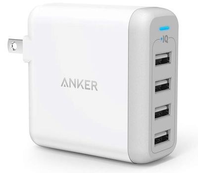 Anker PowerPort 4 (40W 4ポート USB急速充電器) 【急速充電 / iPhone&Android対応 / 折畳式プラグ搭載】(ホワイト)